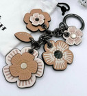 Coach Tea Rose Mix Flower Bag Charm Multi Bag Charm Beige Key Ring Hinge Type