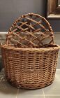 Vintage Hanging Wicker Basket With Wear 15  Tall