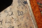 Rare   Early 20thc Flash Original Art Tattoo Card Skulls Indians Religious Curio