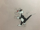Original Warner Bros Animation Production Cel W  Sketch Sylvester Loony Tunes