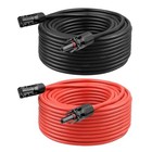 10 Awg Solar Extension Cable 50ft Black   50ft Red  10 Gauge Solar 10awg 50ft