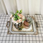 Yanizu Decorative Mirror Tray  Floral Vanity Organizer For Makeup  Silver 