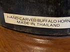 Set Of Vintage Hand  Carved Buffalo Horn Cats Made In Thailand 