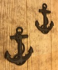 Two  2  Cast Iron Boat Anchor Nautical 7 5 8  Tall Wall D  cor Two  2  05230