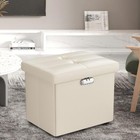 Fireproof Ottoman With Locker  Locking Folding Locker  Cosmetic Chair  beige 