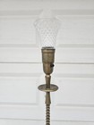Antique Brass Spiral Candle Stick Style Tourchiere Floor Lamp W  Cut Glass Shade
