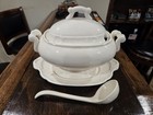 Mikasa French Countryside White Ceramic Tureen With Lid Serving Spoon And Tray