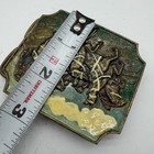 Vintage Men s Western Brass Belt Buckle  Cowboys Indians Stagecoach Enameled