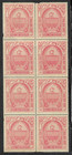 India 2p Red Revenue Stamp Block Of 32  Printed On Both Sides Error