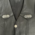 Vintage 80 90 s Black Steerhide Leather Laced Buffalo Nickel Snaps  Biker Vest