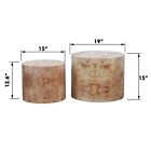 Modern Round Coffee Table  Wooden Circle Accent Tables drum Side Table set Of 2