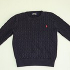 Polo Ralph Lauren Sweater Cable Knit Boys Size M  10-12  Pullover Navy Blue Crew