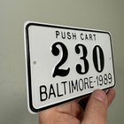 Vtg Maryland Push Cart License Plate - 1989 Black   White Obsolete - 230