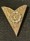 Pair Of Vintage Gold Tone Collar Tips Etched Design  Clear Rhinestones  Moose