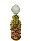 Vintage Empty 12ml Perfume Oil Bottle Refillable Red Gold Jeweled Crystal Dabber
