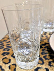 Vtg   Clear Etched Starbust Cut Heavy Highball  Glasses Beauty  12 Available