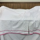 Pottery Barn Kids Crib Bed Skirt Dust Ruffle Cotton 52x28x11 White   Pink Trim