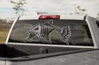 X2 Silver Skeleton Fish Vinyl Decal Boat Fishing Truck Weatherproof Sticker 2pk