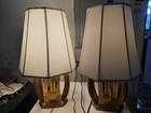 Pair Of Antique Candlestick Wooden Lamps Candlesticks