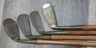 4 Antique Vintage Rustless Klin Loeser Hickory Wood Shaft Golf Club Set