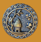 Large Victorian  Metal Picture Button   Honey Bee Hive    Insects    1   1 2 