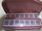 Daily Pill Organizer Zipper Travel Case 14 Day Medicine Holder Pink Mauve New