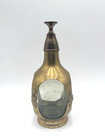 Brass Encased Glass Decanter With Shot Glass Lid Non King Vintage