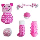 Holiday Time Dog Toys Large  20   Stocking Christmas   Holiday - 6 Toys Pink New