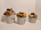 Vintage Fitz And Floyd Basket Vegetable Canister Set 3 Pc 1995 -  small Chips 
