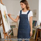 Adult Jour Apron Lightweight Cotton Front Pocket Denim Cross Back Stain Resist
