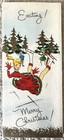 Unused Christmas Girl Ice Skate French Fold Mcm Vtg Greeting Card 1950s 1960s