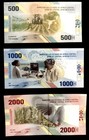          Central African States New Design 3 Note Set 500 1000  2000 Francs Unc  lot