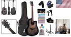 Affordable Adult Beginner Guitar Bundle - 41 Inch Carved Black Acoustic Model