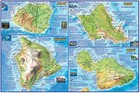 Hawaii Map Poster Hawaiian Islands Laminated Blue  Green 