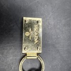 Prada Keychain Gold Tone Metal Logo Plate Key Holder Bag Charm Accessory Italy