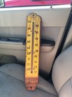Vintage  1930   s 40   s Large Tin Sign Thermometer Advertisement 