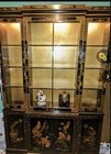 1970 Drexel Heritage Asian Chinoiserie Black Lacquered China Cabinet Hutch