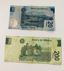 Set Of 2 Various Mexican Pesos Circulated Banknote Polymer Currency Bills