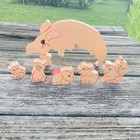 Vintage Wooden Puzzle Pig   Piglets E  Wentzel 89    Pre-k Educational Farm Chunky