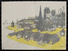 Robinson Illustration Cartoon Wannsee Summer Drawing Humor Ink Sign 1958