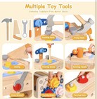 Kids Tool Set With Apron  39 Pcs Wooden Toddler Tool Bench Box Montessori