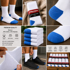 Wholesale Bulk Lots Men s White blue Sports Casual Cotton Crew Socks 9-11 10-13