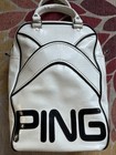 Vintage 1980s Ping Golf Ball Shag  Bag White Black Leather Rare