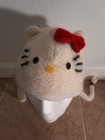 Handmade Hello Kitty Kids White Pink Cable Knit Beanie Pom Hat Cap One Size