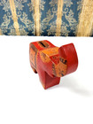Leather Elephant Shaped Coin Bank Colorful Mix Red Black Tan