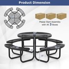 45  Coated Steel Camping Table Outdoor Round Picnic Table   Bench Set For 8