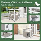Petscosset Outdoor Cat House Two Story Wooden Feral Cat Shelter With Escape Door