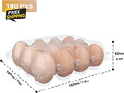 100 Pack Bulk Egg Cartons  Clear Plastic Chicken Egg Holders  Egg Tray Carton