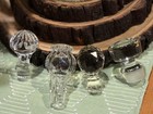 Collection Of 4 Vintage Crystal   Pressed Glass Bottle Decanter Stoppers