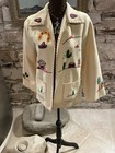 Totally Cool Intricate Design Cream Colored 1950s Mexican Tourist Jacket Size S